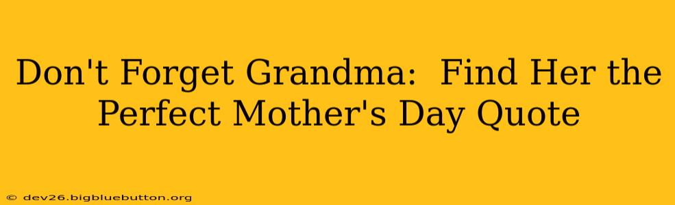 Don't Forget Grandma:  Find Her the Perfect Mother's Day Quote