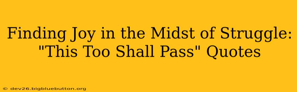 Finding Joy in the Midst of Struggle: "This Too Shall Pass" Quotes
