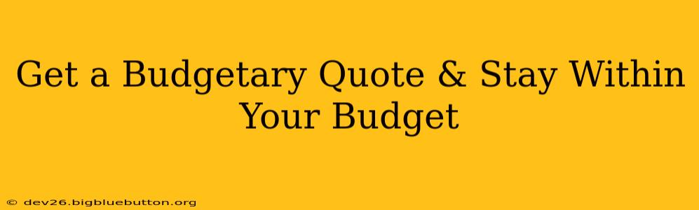 Get a Budgetary Quote & Stay Within Your Budget