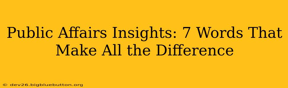 Public Affairs Insights: 7 Words That Make All the Difference
