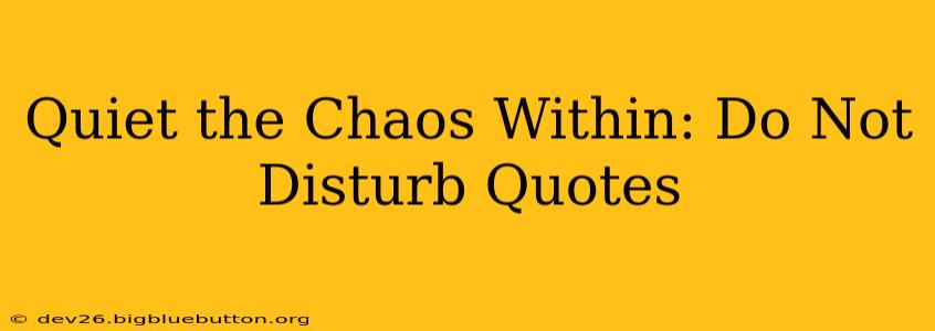 Quiet the Chaos Within: Do Not Disturb Quotes