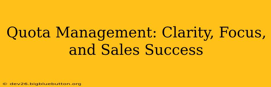 Quota Management: Clarity, Focus, and Sales Success