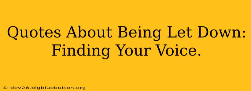 Quotes About Being Let Down: Finding Your Voice.