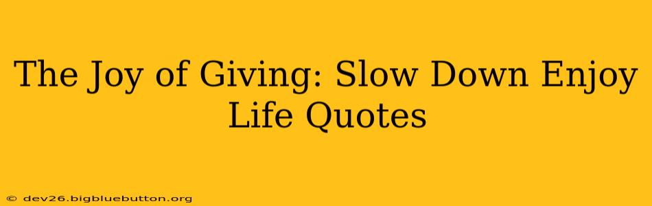 The Joy of Giving: Slow Down Enjoy Life Quotes