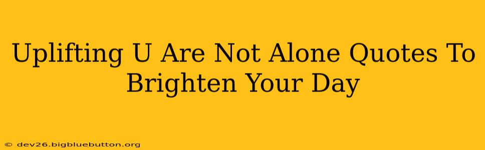 Uplifting U Are Not Alone Quotes To Brighten Your Day